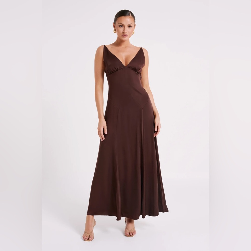 MESHKI Kamala Low-Back Satin Maxi Dress